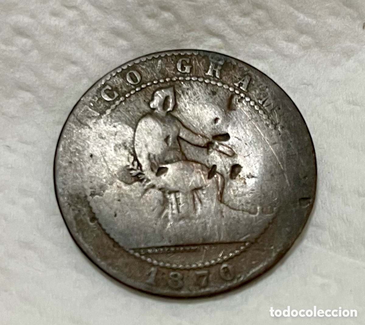 Monedas Rep&uacute;blica: MONEDA, ESPA&Ntilde;A, PROVISIONAL 5 Centimos - 1870 - Foto 1