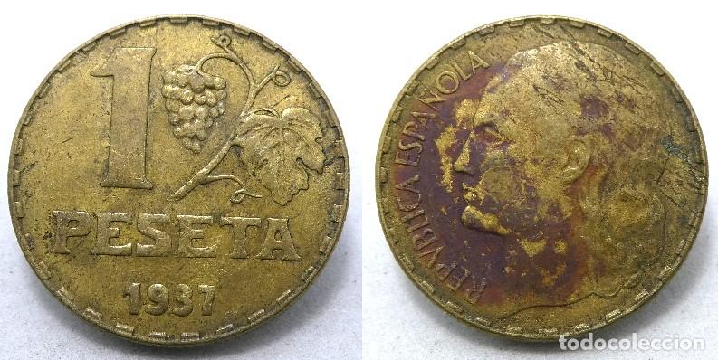 Monedas Rep&uacute;blica: MONEDA DE 1 PESETA 1937 - Foto 1