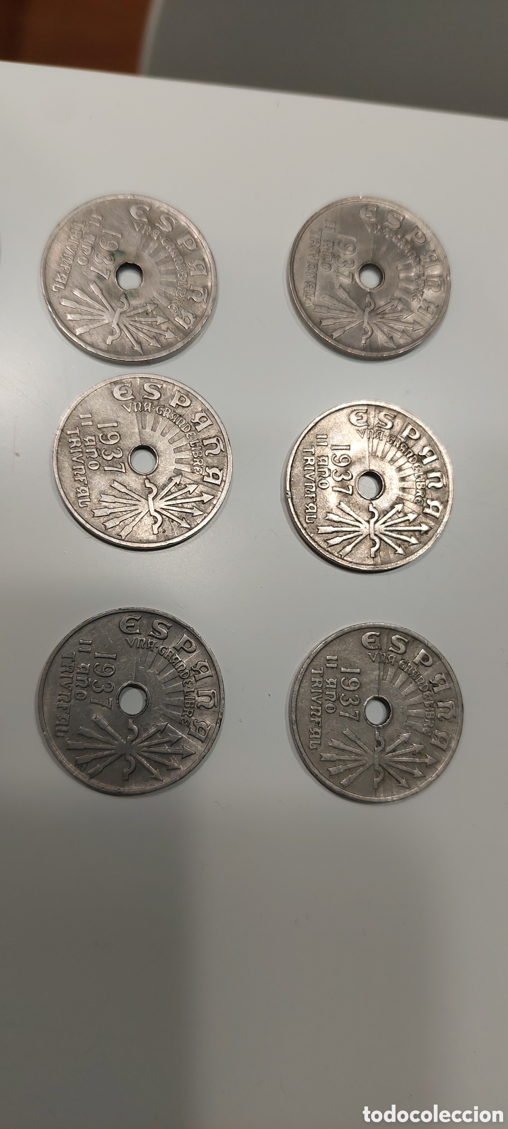 Monedas Rep&uacute;blica: 19 monedas II a&ntilde;o 1937 - Foto 2