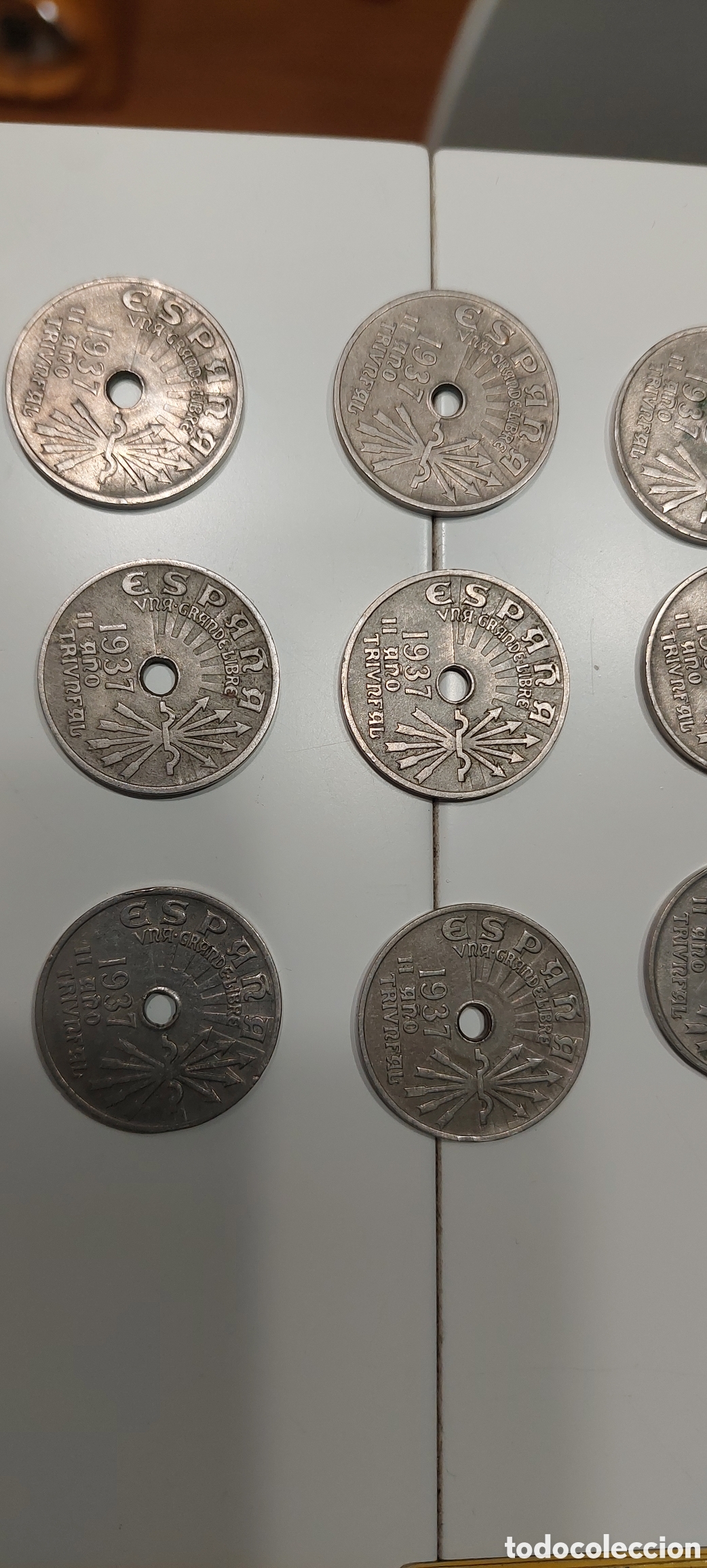 Monedas Rep&uacute;blica: 19 monedas II a&ntilde;o 1937 - Foto 3