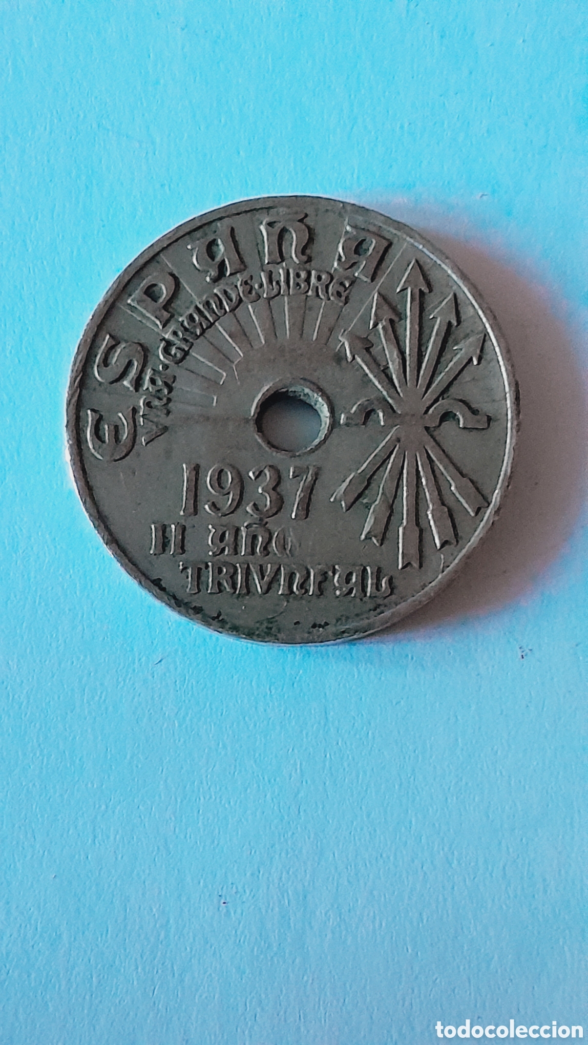 Monedas Rep&uacute;blica: Espa&ntilde;a 25 centimos 1937 - Foto 2