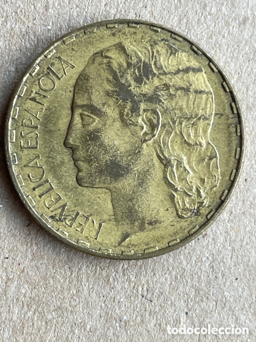 Monedas Rep&uacute;blica: Moneda de 1 peseta 1937 - Foto 1