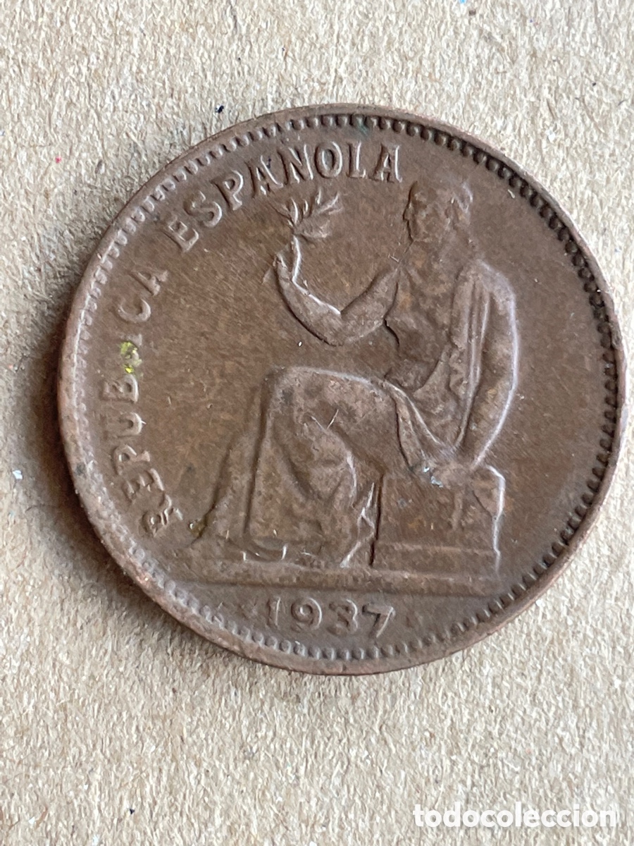 Monedas Rep&uacute;blica: Moneda Espa&ntilde;ola de 50 c&eacute;ntimos a&ntilde;o 1937 - Foto 1
