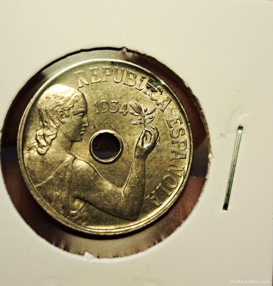 Monedas Rep&uacute;blica: NT/ 25 CENTIMOS 1934 EBC+ PARTE DE SU BRILLO ORIGINAL (E051) - Foto 1