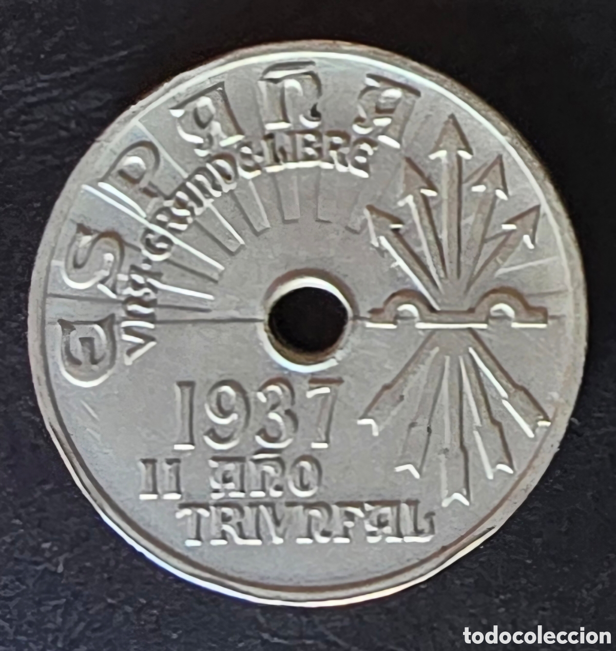Monedas Rep&uacute;blica: Moneda espa&ntilde;ola a&ntilde;o 1937 - Foto 1