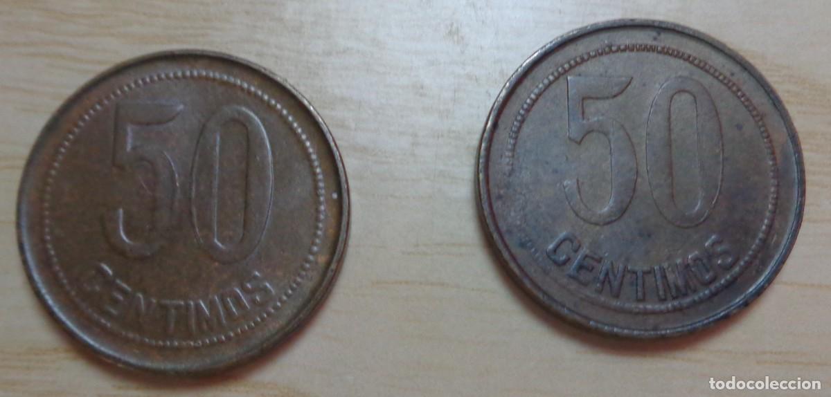 Monedas Rep&uacute;blica: LOTE DE 2 MONEDAS DE 50 CENTIMOS 1937 - Foto 2