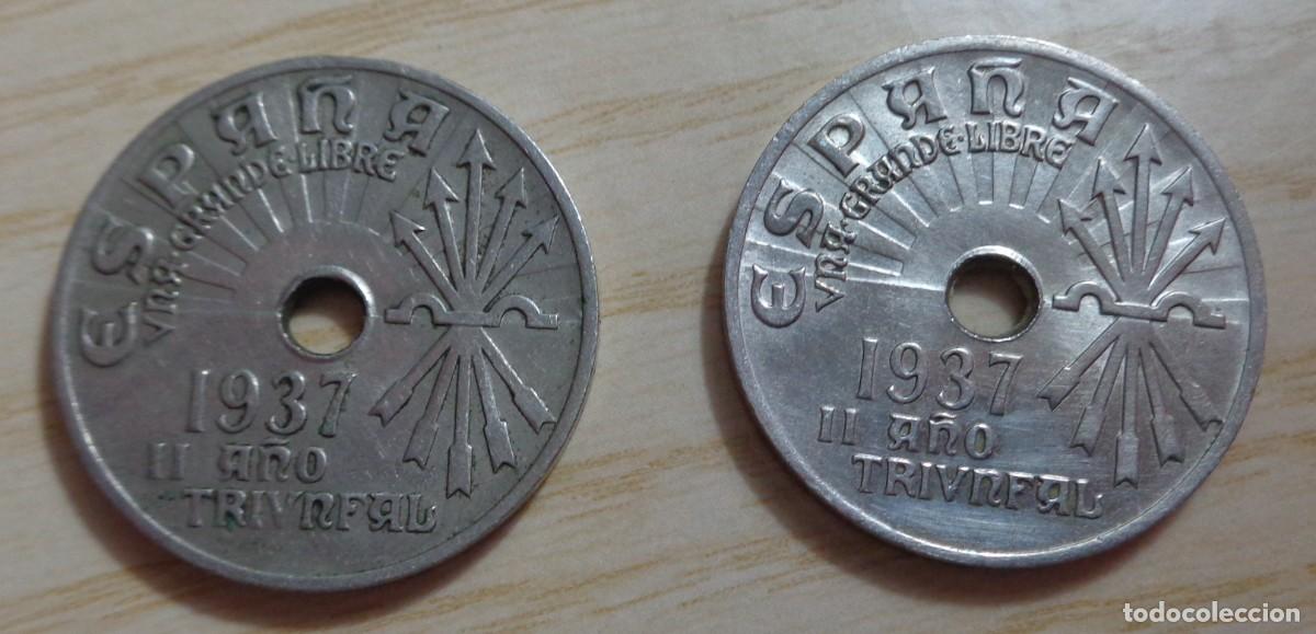 Monedas Rep&uacute;blica: LOTE DE 2 MONEDAS DE 25 CENTIMOS 1937 - Foto 1