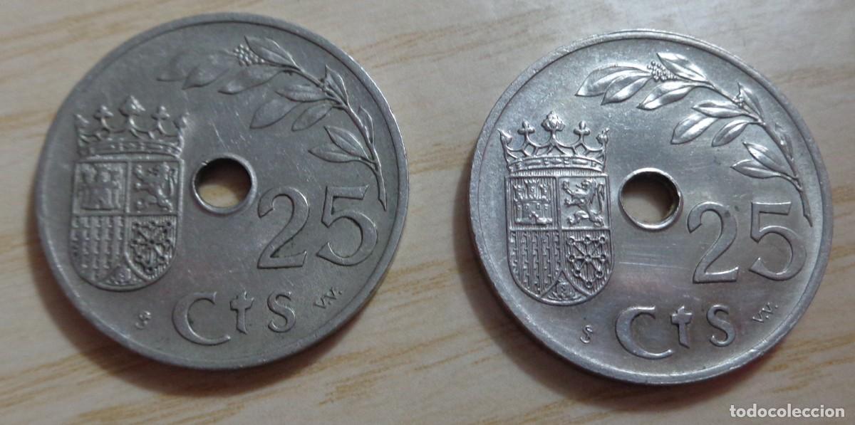Monedas Rep&uacute;blica: LOTE DE 2 MONEDAS DE 25 CENTIMOS 1937 - Foto 2
