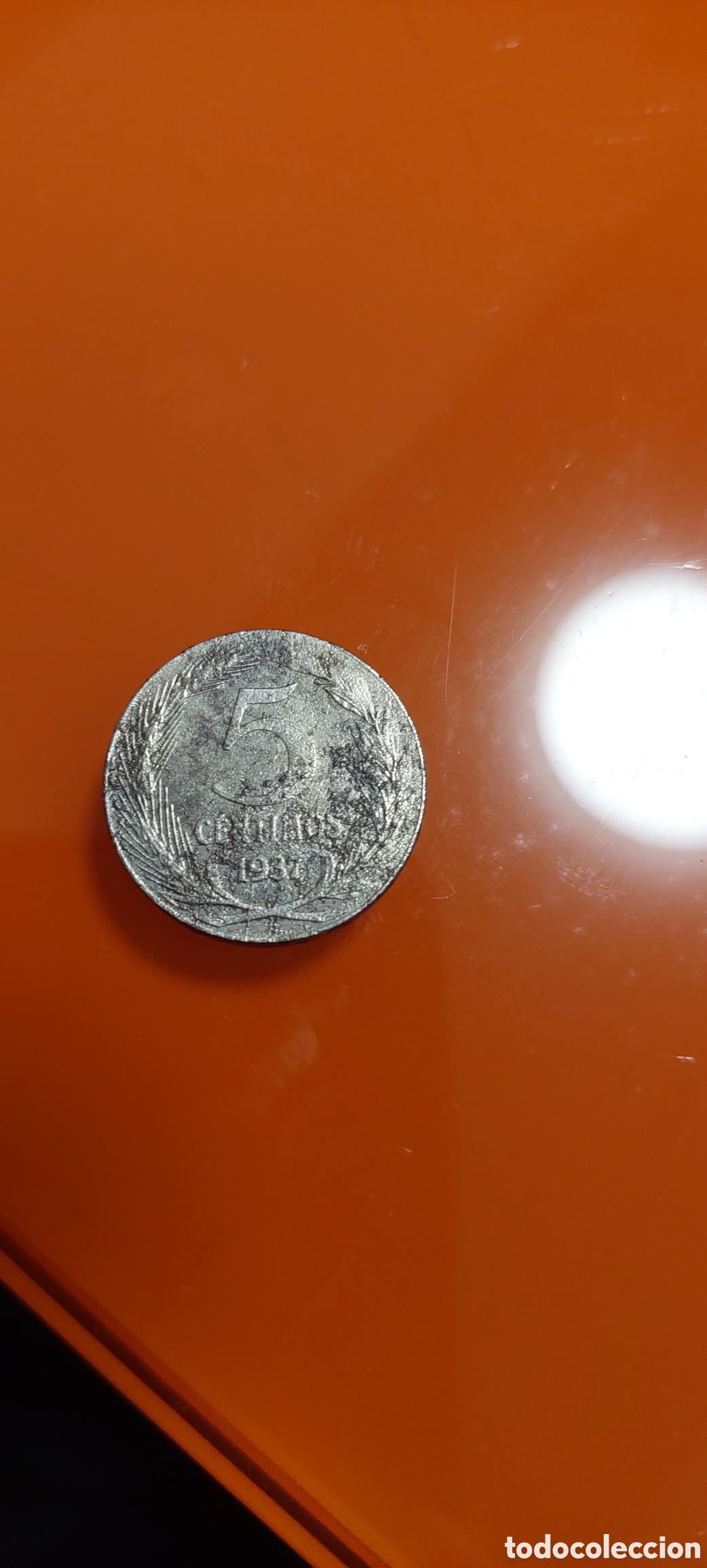 Monedas Rep&uacute;blica: 5 Centimos 1937 Rep&uacute;blic. - Foto 2