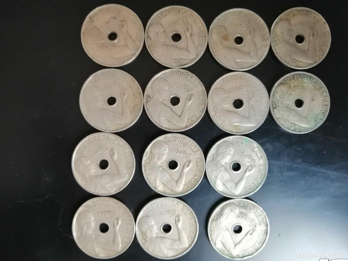 Monedas Rep&uacute;blica: 14 monedas de 25 centimos 1934 - Foto 3