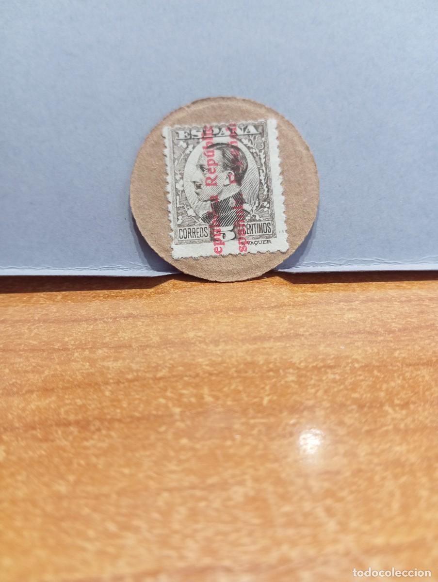 Monedas Rep&uacute;blica: N&ordm;49 . SELLO MONEDA REPUBLICA. 5Cts. MONARQUIA HABILITADOS .