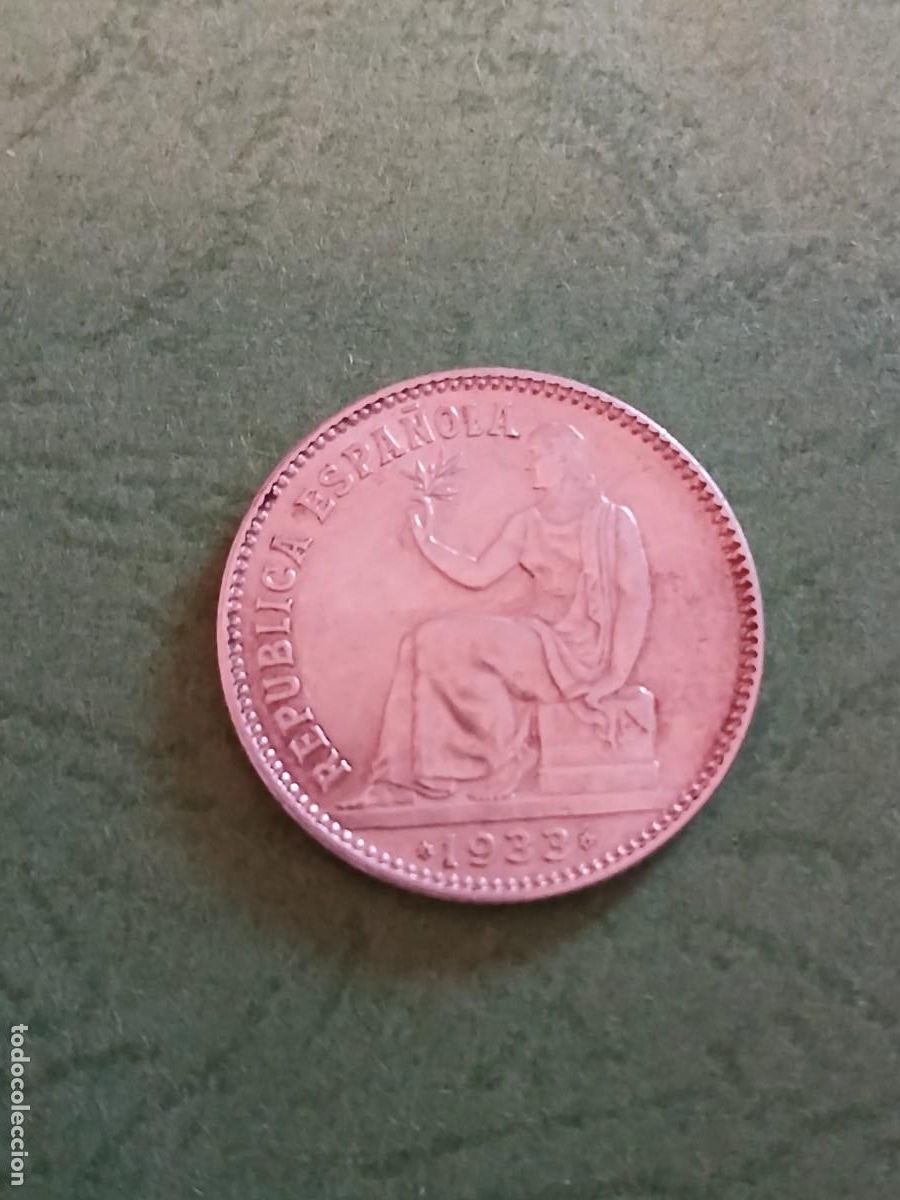 Monedas Rep&uacute;blica: 1 pta 2a Republica 1933 - Foto 2