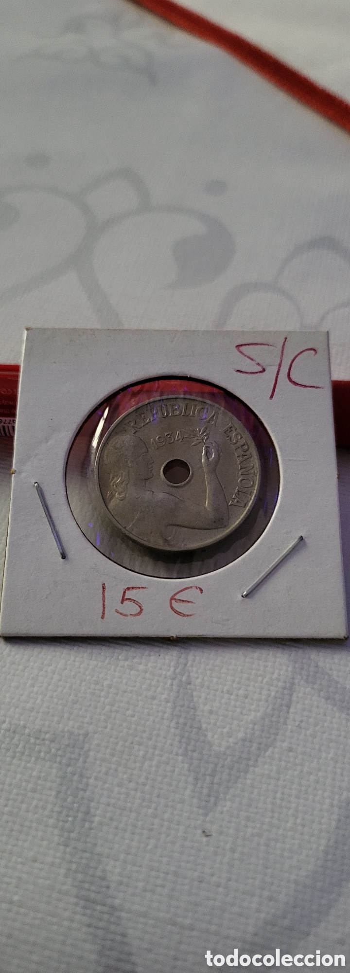 Monedas Rep&uacute;blica: 1934 nueva 25 centimos - Foto 3