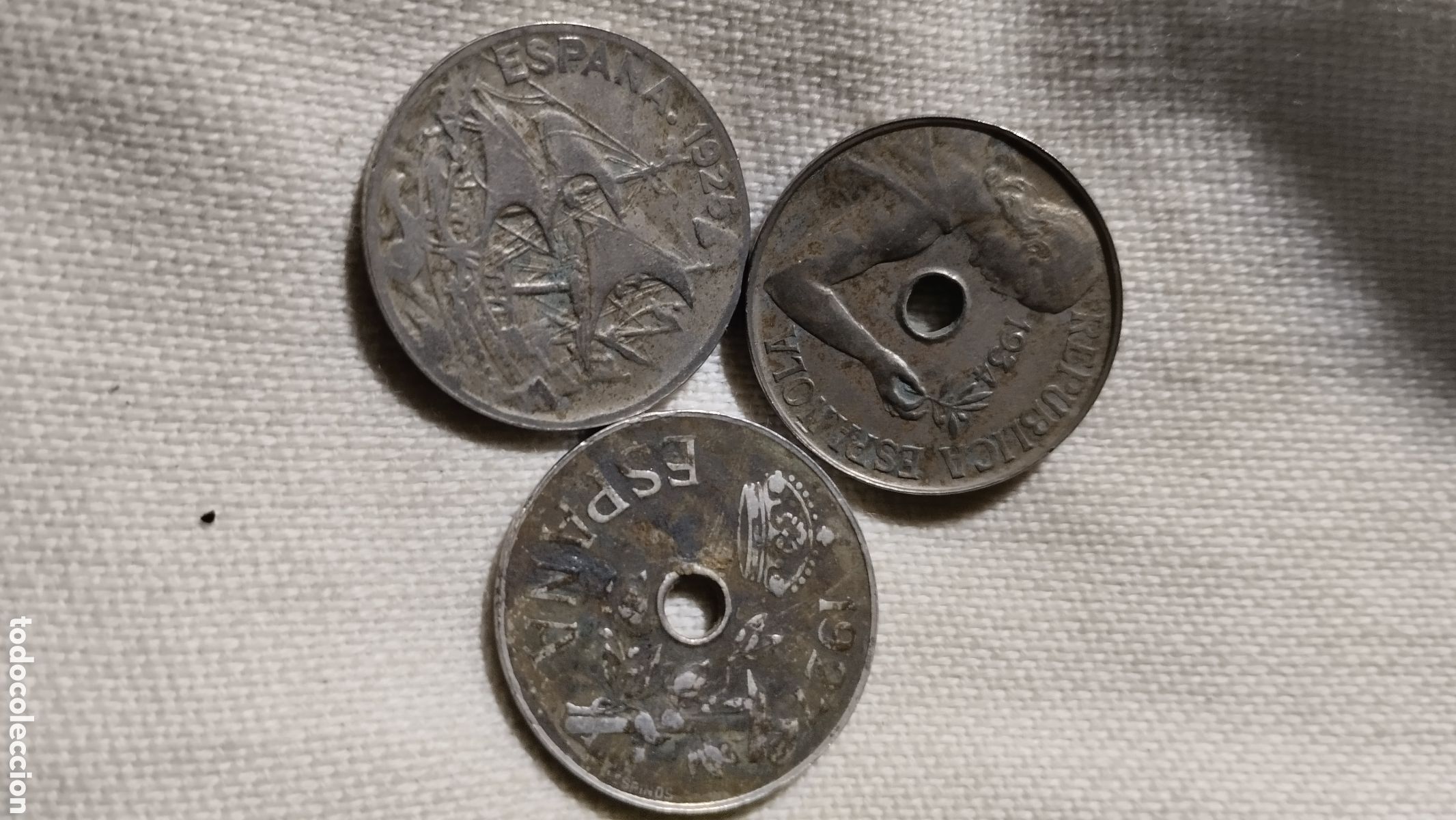 Monedas Rep&uacute;blica: 3 MONEDAS DE 25 CENTIMOS (1925,1927 Y 1934) - Foto 1