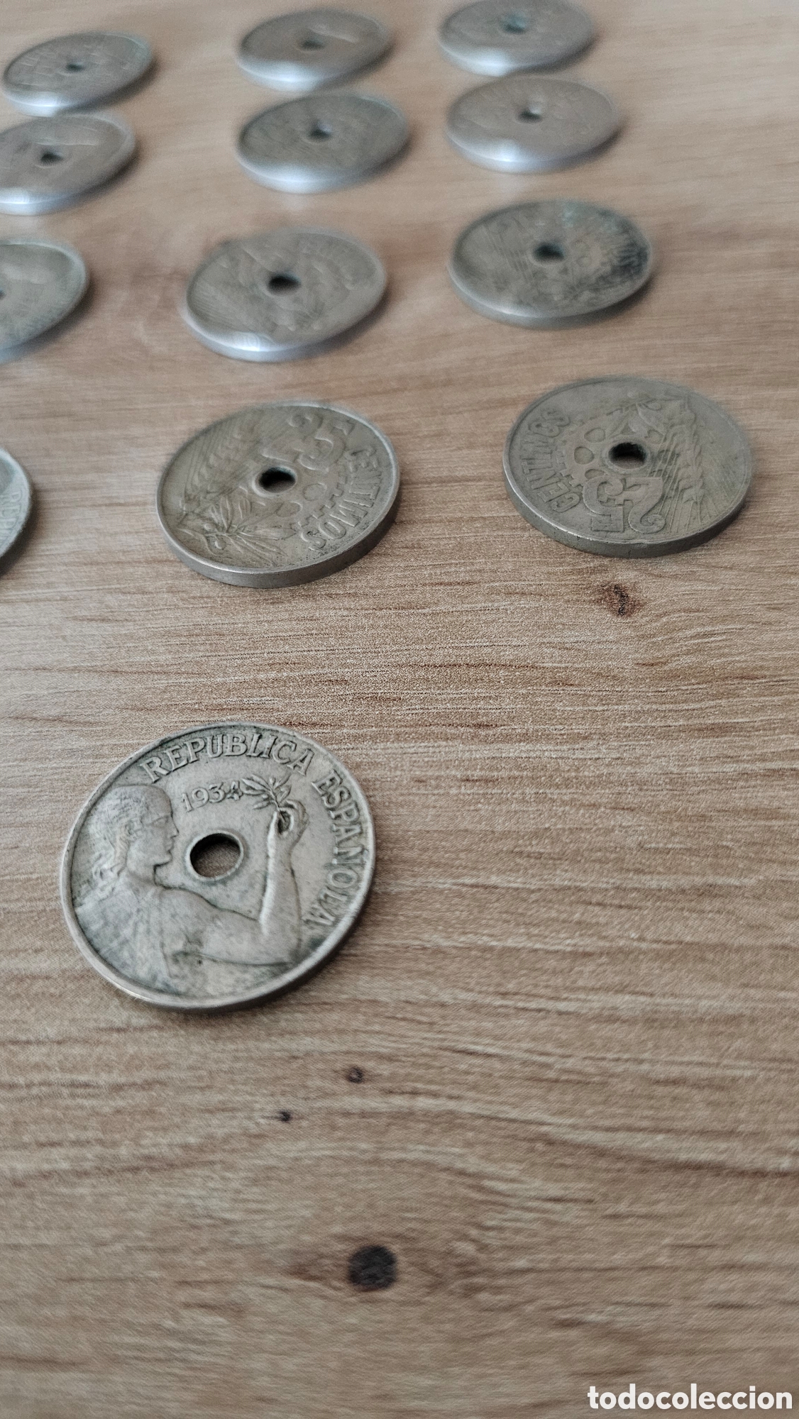 Monedas Rep&uacute;blica: 19 monedas de 25 C&eacute;ntimos 1934 - Foto 4