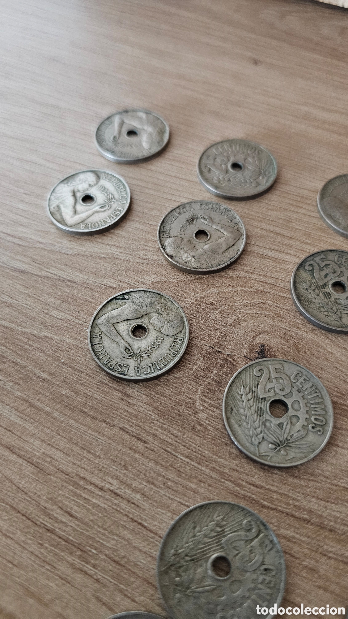 Monedas Rep&uacute;blica: 19 monedas de 25 C&eacute;ntimos 1934 - Foto 8
