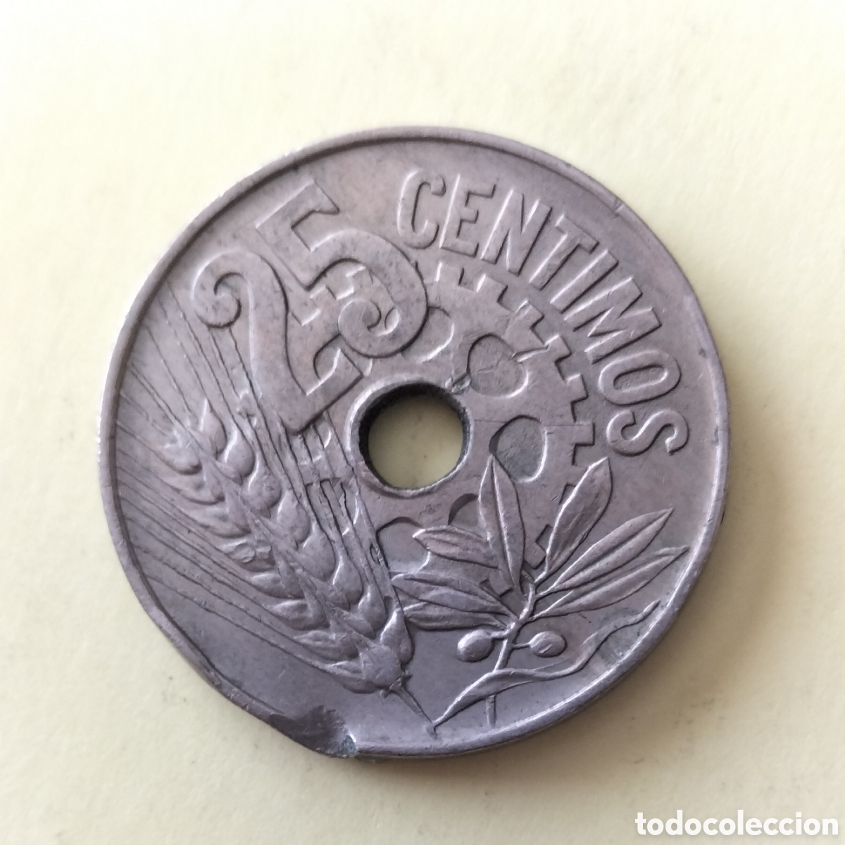 Monedas Rep&uacute;blica: 25 C&eacute;ntimos 1934 Espa&ntilde;a. - Foto 2