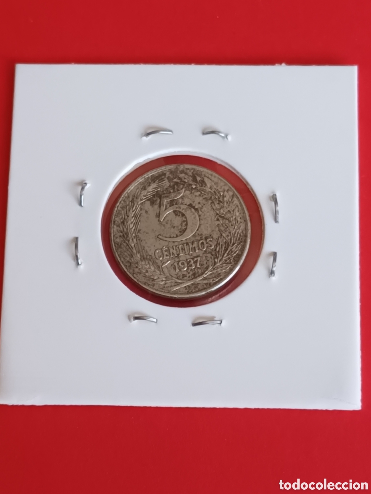 Monedas Rep&uacute;blica: II REP&Uacute;BLICA. 5 C&Eacute;NTIMOS DE 1937. MBC. - Foto 2