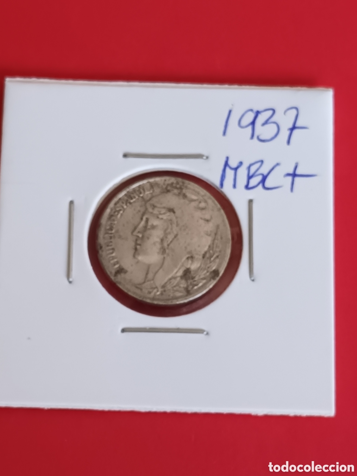 Monedas Rep&uacute;blica: II REP&Uacute;BLICA. 5 C&Eacute;NTIMOS DE 1937. MBC. - Foto 1