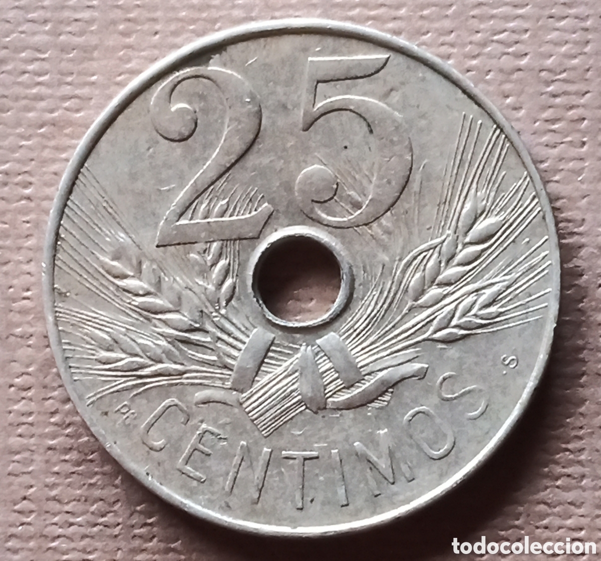 Monedas Rep&uacute;blica: 25 C&eacute;ntimos 1927 - BC+ - Foto 2