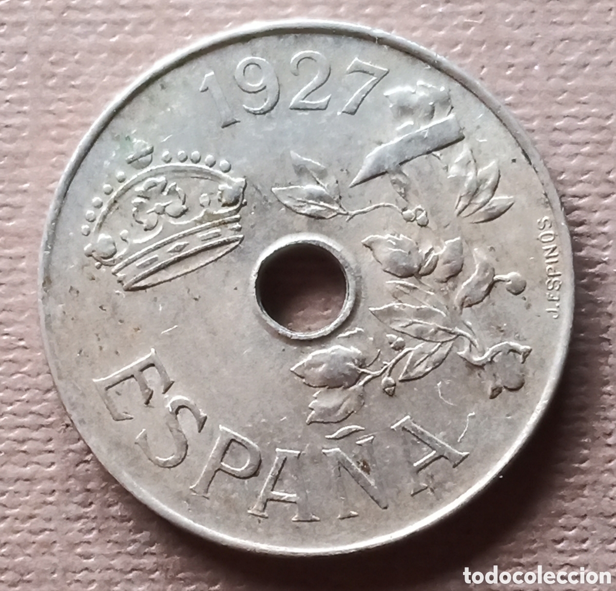 Monedas Rep&uacute;blica: 25 C&eacute;ntimos 1927 - BC+ - Foto 1