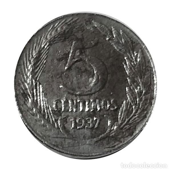 Monedas Rep&uacute;blica: Moneda 5 C&eacute;ntimos Espa&ntilde;a 1937 - Foto 1