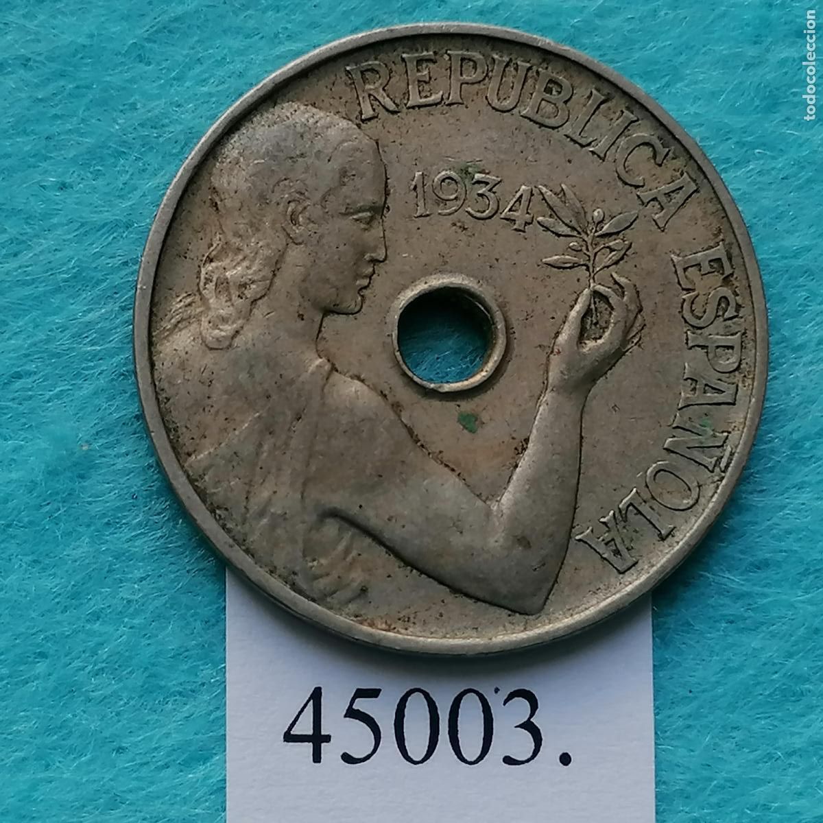 Monedas Rep&uacute;blica: Espa&ntilde;a 25 centimos 1934, 2&ordf; Rep&uacute;blica - Foto 1