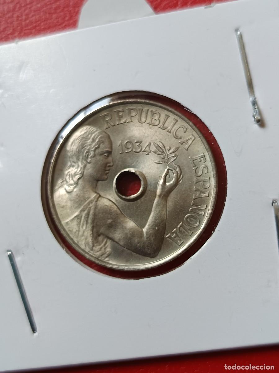 Monedas Rep&uacute;blica: 25 c&eacute;ntimos 1934 sin circular - Foto 1