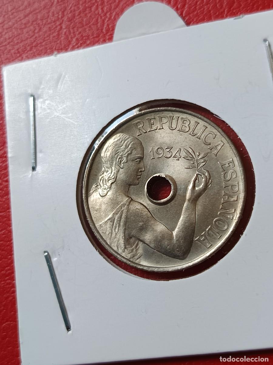 Monedas Rep&uacute;blica: 25 c&eacute;ntimos 1934 sin circular - Foto 4