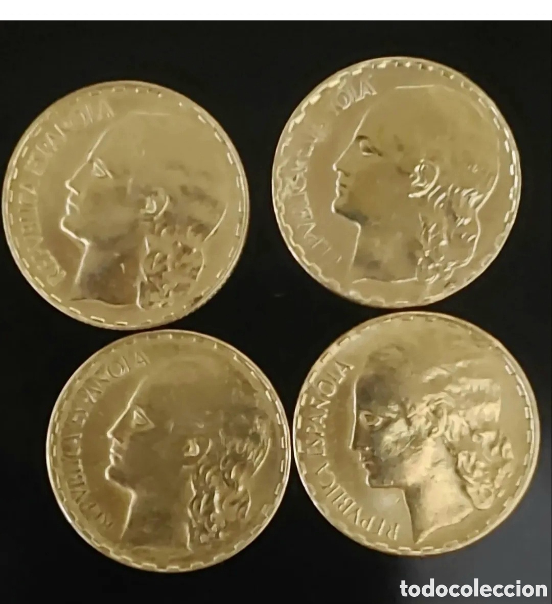 Monedas Rep&uacute;blica: CUATRO MONEDAS DE LA REP&Uacute;BLICA 1937 S/C - Foto 1