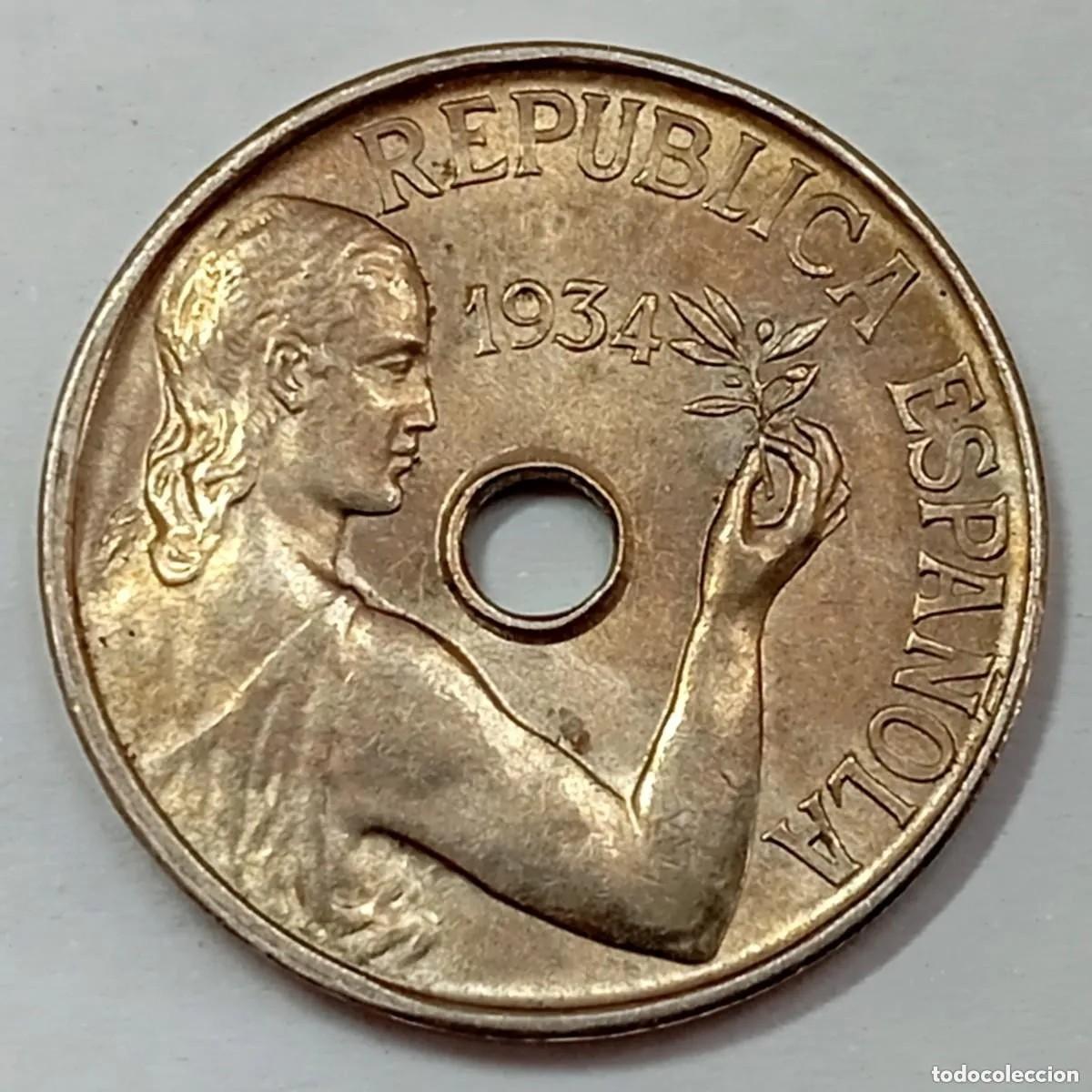 Monedas Rep&uacute;blica: ⚜️ BAL9 4. Spain 25 c&eacute;ntimos 1934 - Foto 1