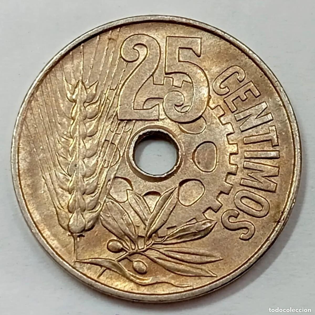 Monedas Rep&uacute;blica: ⚜️ BAL9 4. Spain 25 c&eacute;ntimos 1934 - Foto 2