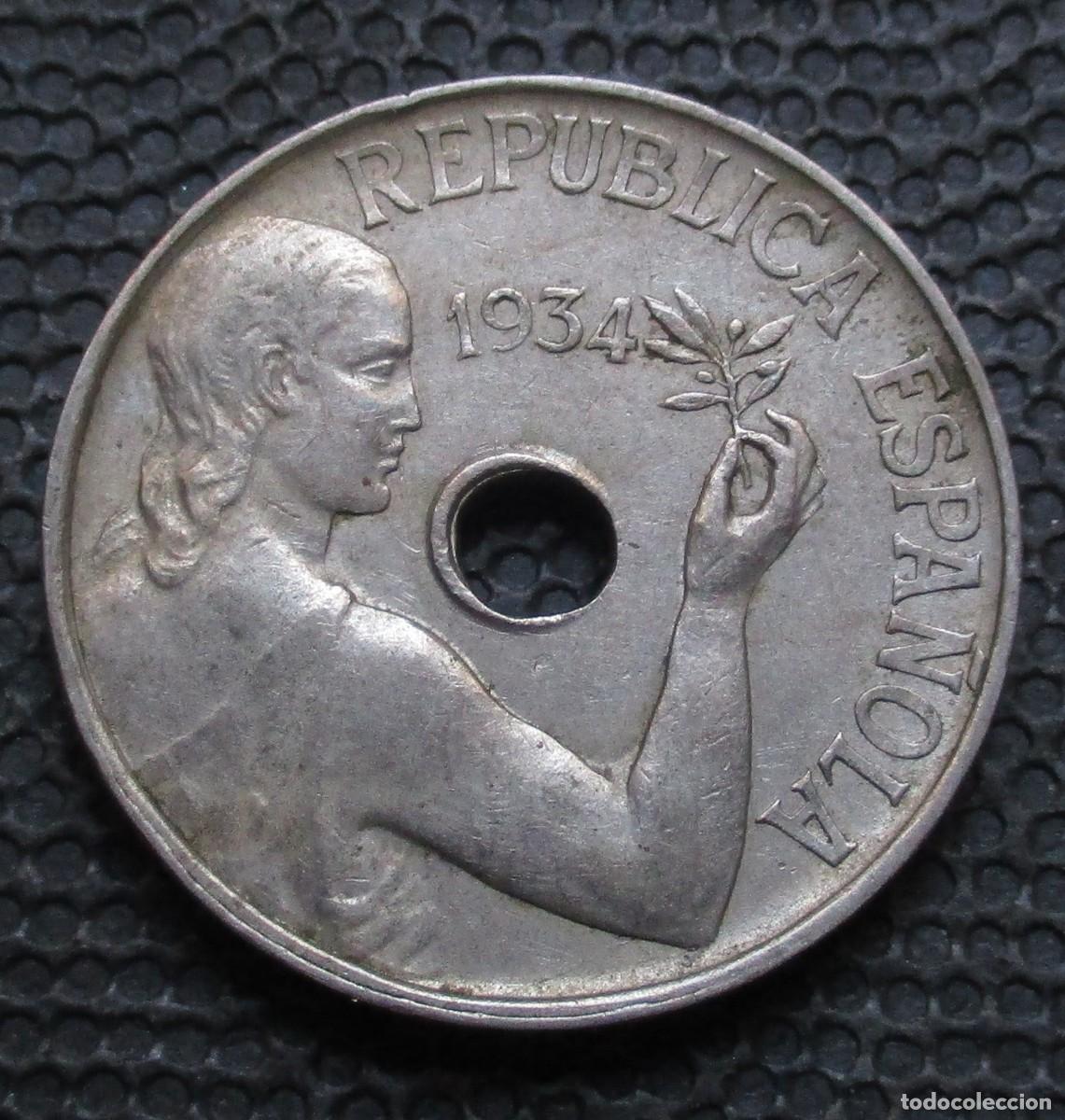 Monedas Rep&uacute;blica: 25 CENTIMOS 1934 -II Rep&uacute;blica- (Ref.3) - Foto 1