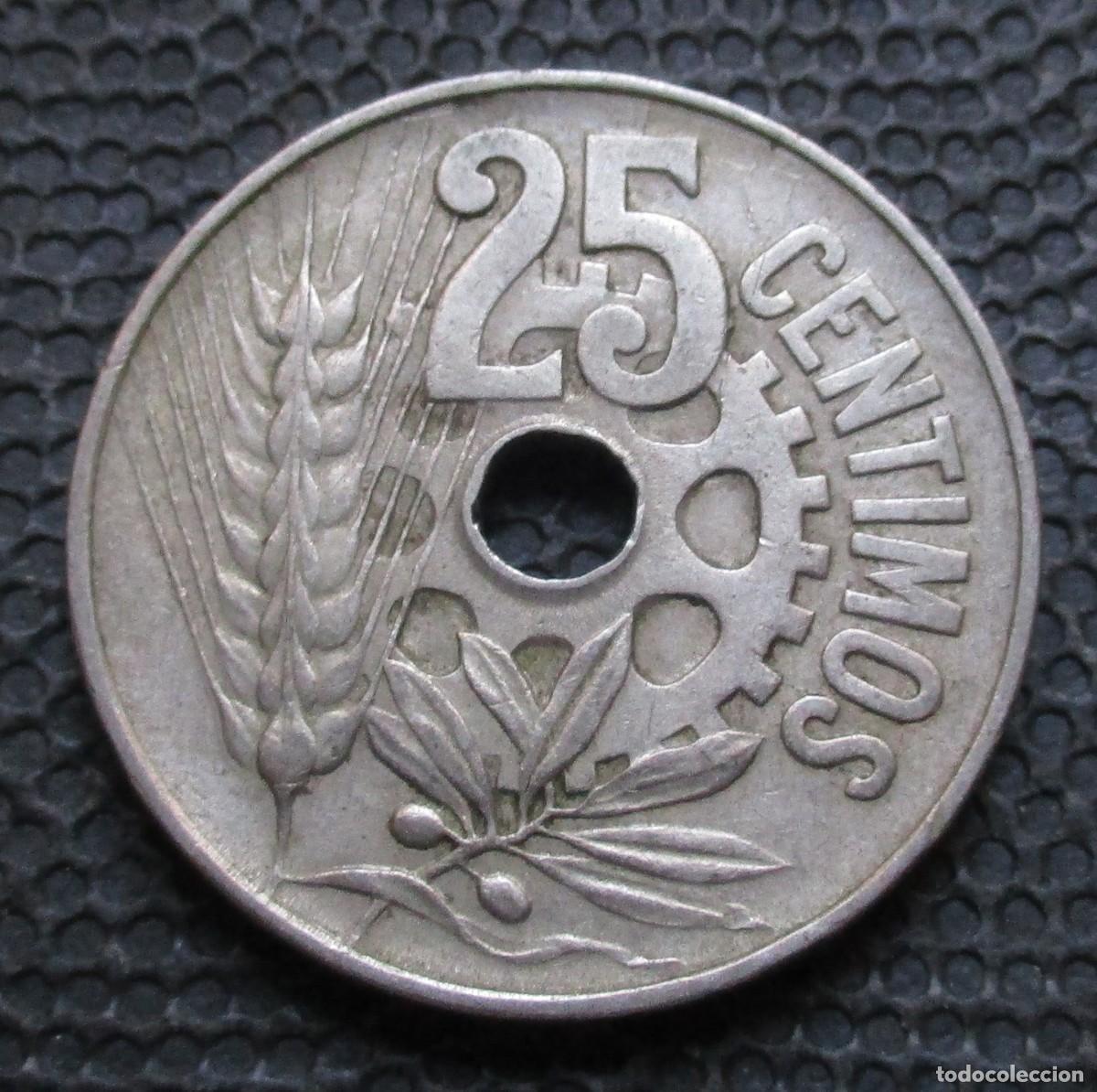 Monedas Rep&uacute;blica: 25 CENTIMOS 1934 -II Rep&uacute;blica- (Ref.3) - Foto 2