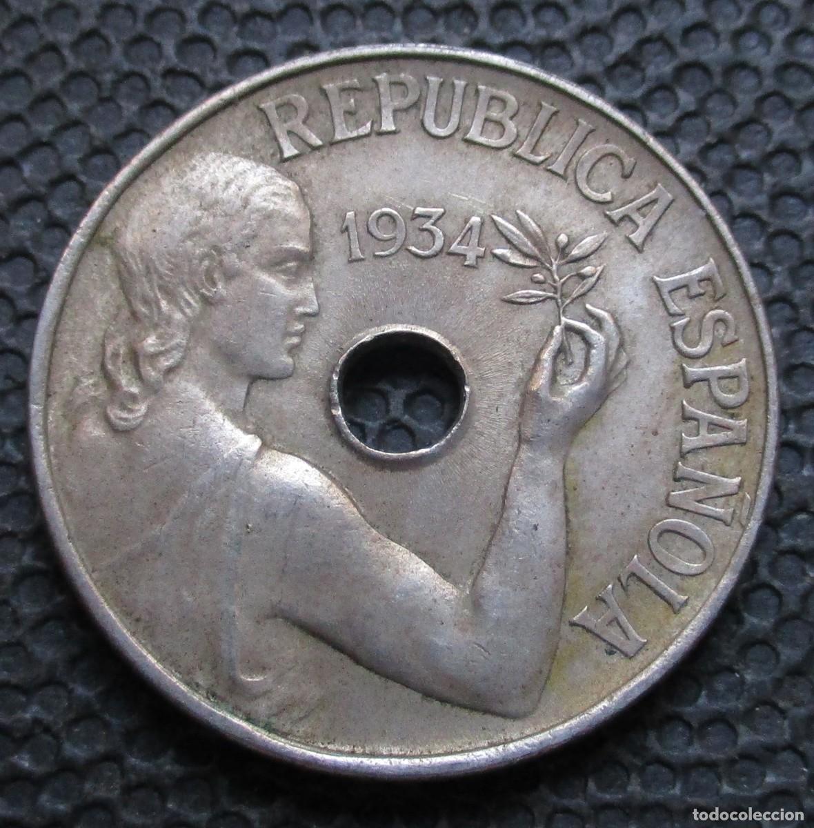 Monedas Rep&uacute;blica: 25 CENTIMOS 1934 -II Rep&uacute;blica- (Ref. 2) - Foto 1