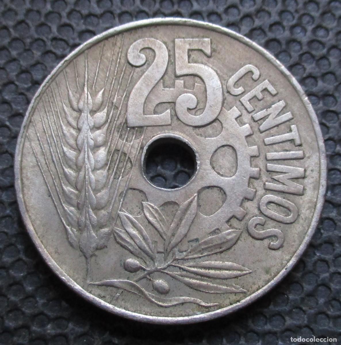 Monedas Rep&uacute;blica: 25 CENTIMOS 1934 -II Rep&uacute;blica- (Ref. 2) - Foto 2