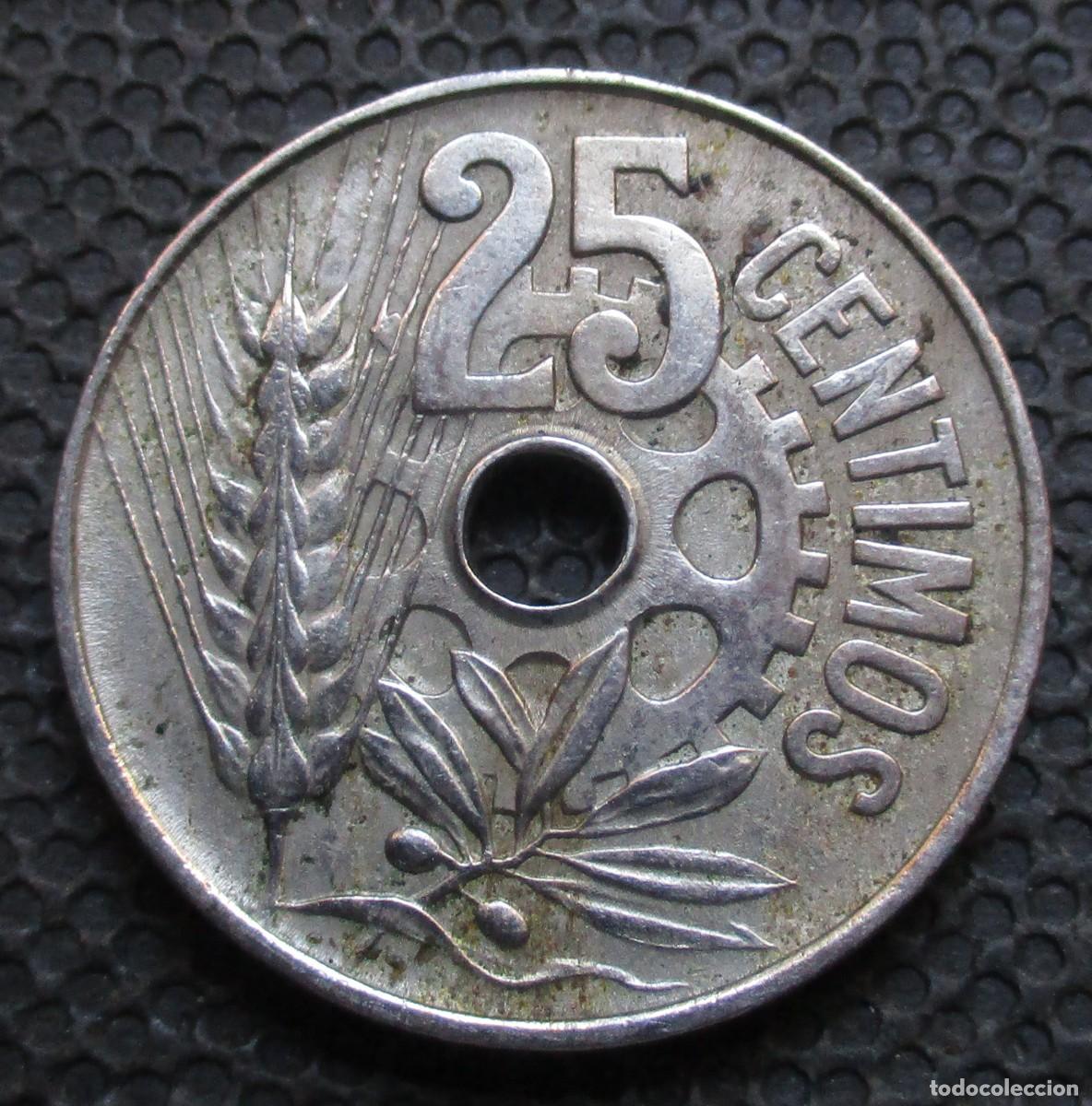 Monedas Rep&uacute;blica: 25 CENTIMOS 1934 -II Rep&uacute;blica- (Ref. 1) - Foto 2
