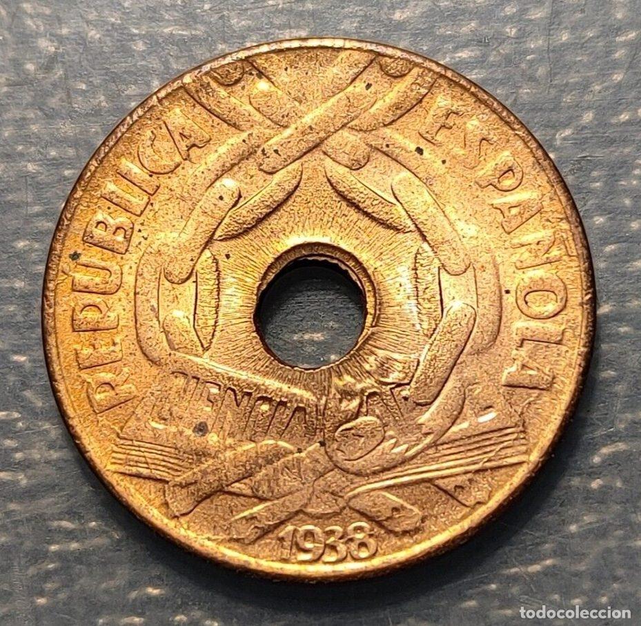 Monedas Rep&uacute;blica: SPAIN REPUBLIC 25 CENTIMOS 1938 UNC - Foto 2