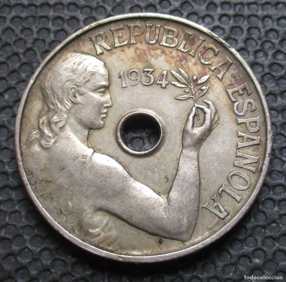 Monedas Rep&uacute;blica: 25 CENTIMOS 1934 -II Rep&uacute;blica- (REF. 4) - Foto 1