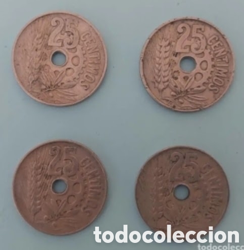 Monedas Rep&uacute;blica: 4 monedas de 25 c&eacute;ntimos de la Rep&uacute;blica - Foto 2