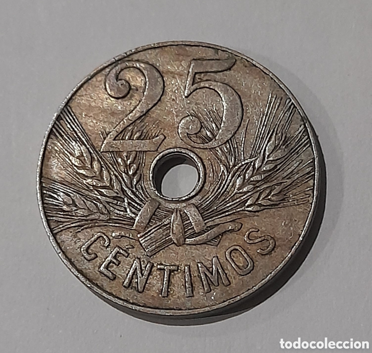 Monedas Rep&uacute;blica: 25 C&eacute;ntimos 1927 Espa&ntilde;a con error. M&aacute;s Monedas Antiguas en mi perfil de Todocoleccion.