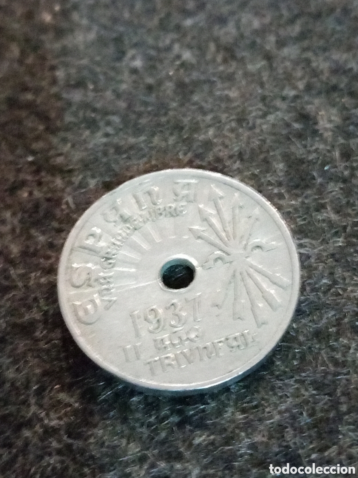 Monedas Rep&uacute;blica: Moneda de 25 c&eacute;ntimos del a&ntilde;o 1937 - Foto 1