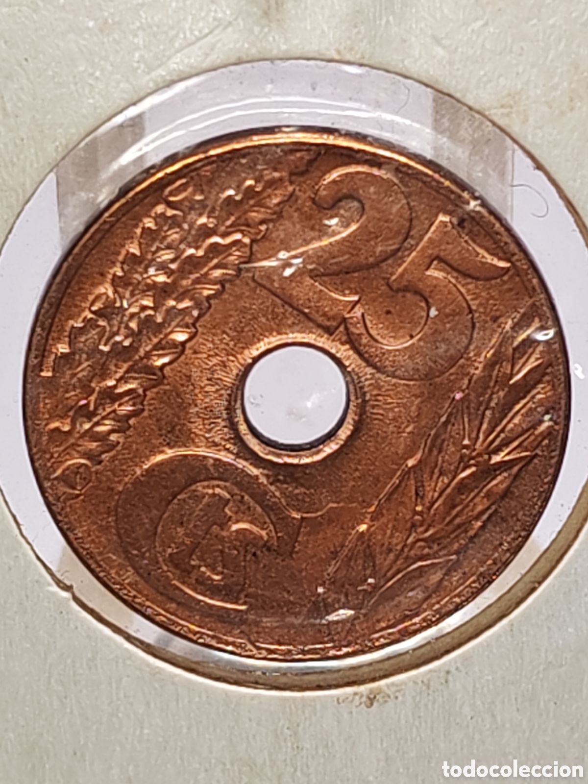 Monedas Rep&uacute;blica: Republica espa&ntilde;ola. 25 centimos. -1938 ..e - Foto 2