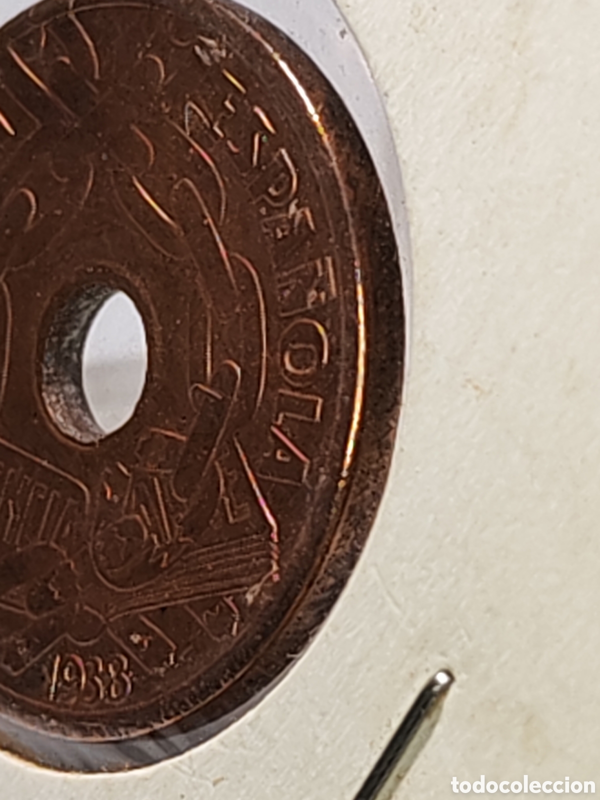 Monedas Rep&uacute;blica: Republica espa&ntilde;ola. 25 centimos. -1938 ..e - Foto 5