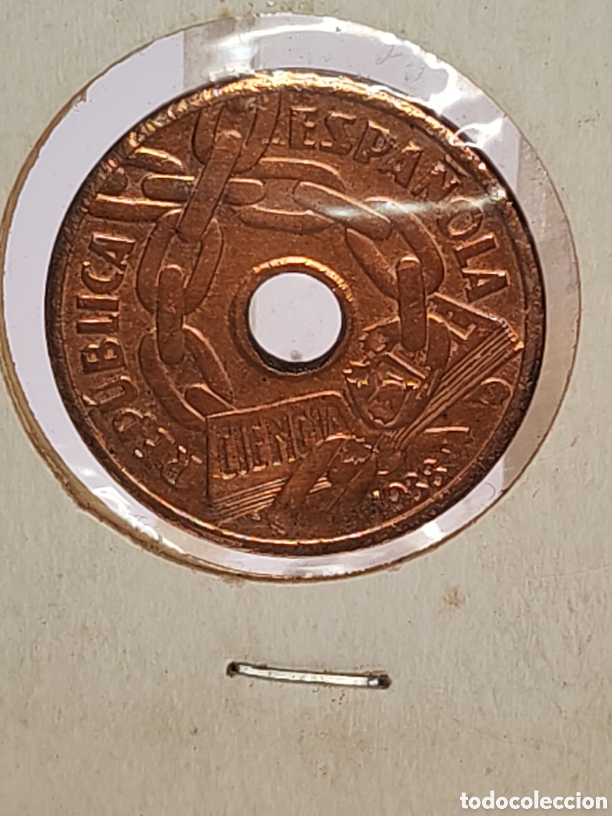 Monedas Rep&uacute;blica: Republica espa&ntilde;ola. 25 centimos. -1938 ..e - Foto 1