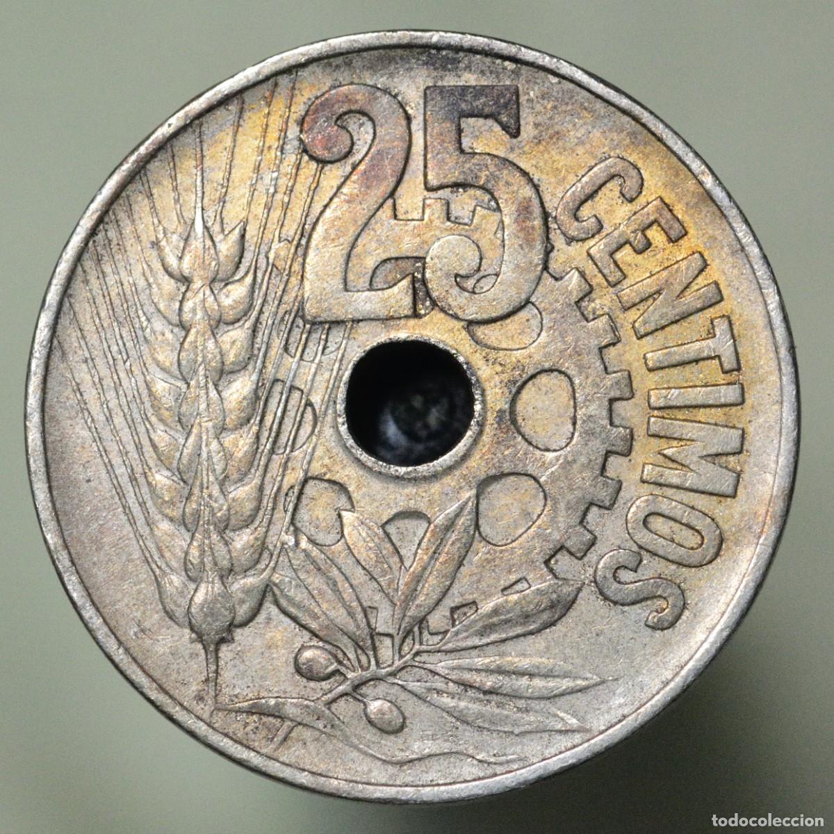 Monedas Rep&uacute;blica: 25 C&eacute;ntimos 1934 - II Rep&uacute;blica - Foto 1