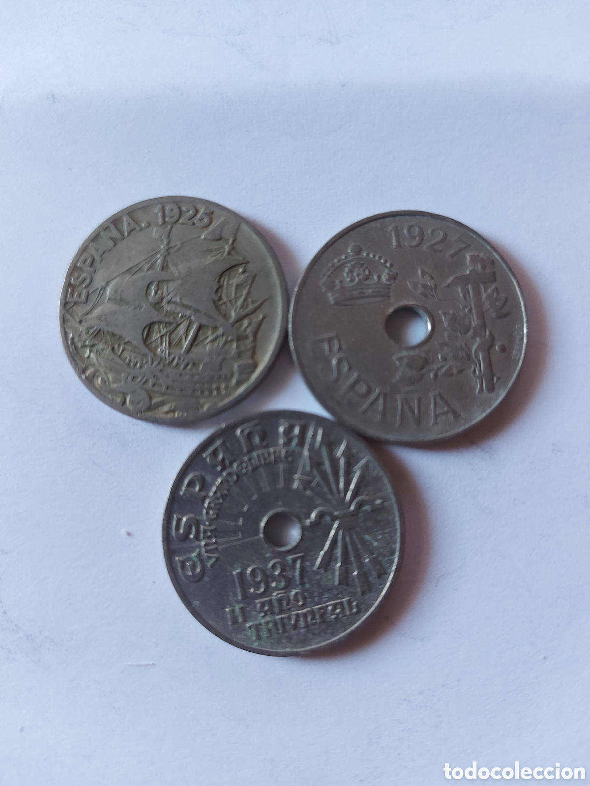 Monedas Rep&uacute;blica: Moneda Espa&ntilde;a 25 centimos 1925-1927-1937 - Foto 1