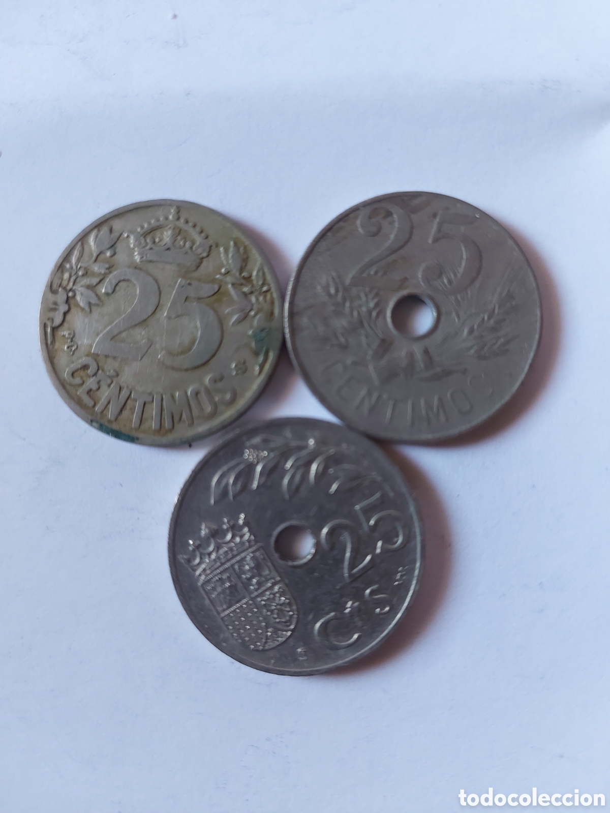 Monedas Rep&uacute;blica: Moneda Espa&ntilde;a 25 centimos 1925-1927-1937 - Foto 2