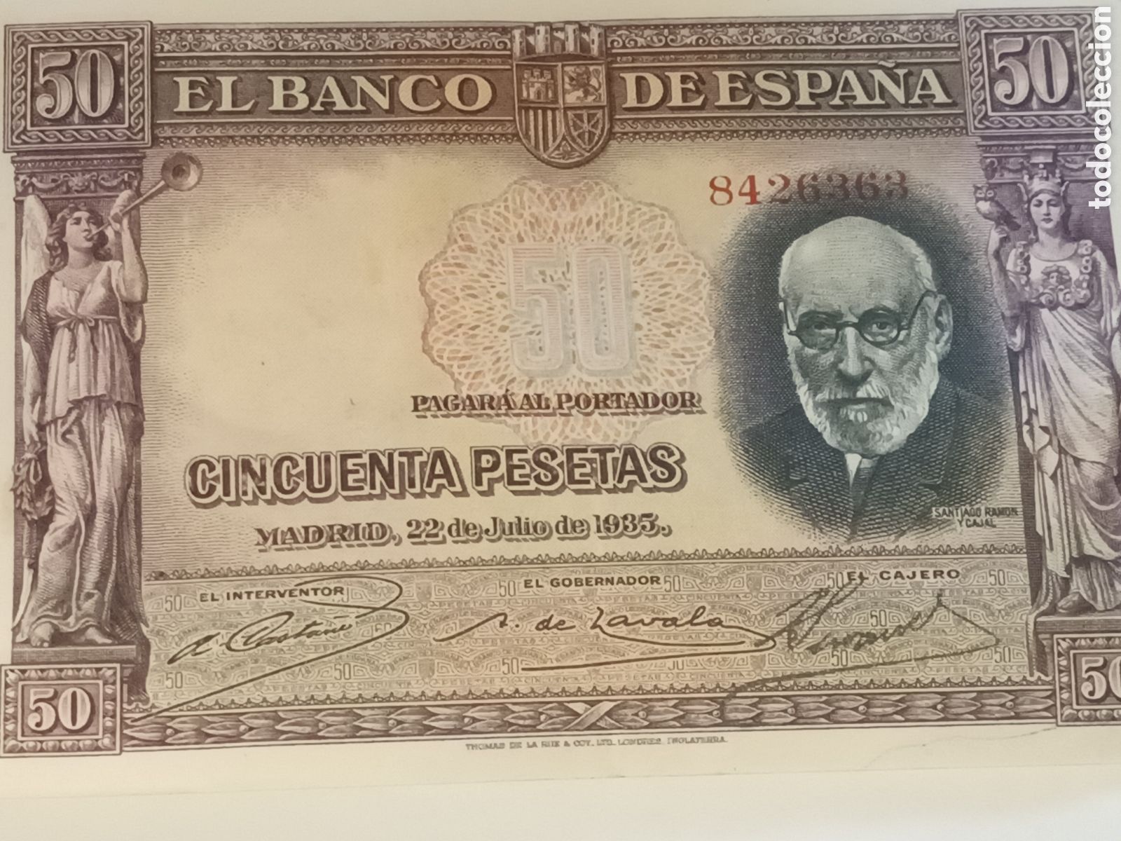 Monedas Rep&uacute;blica: BILLETE DE 50 PESETAS DE 1935 SANTIAGO RAM&Oacute;N Y CAJAL