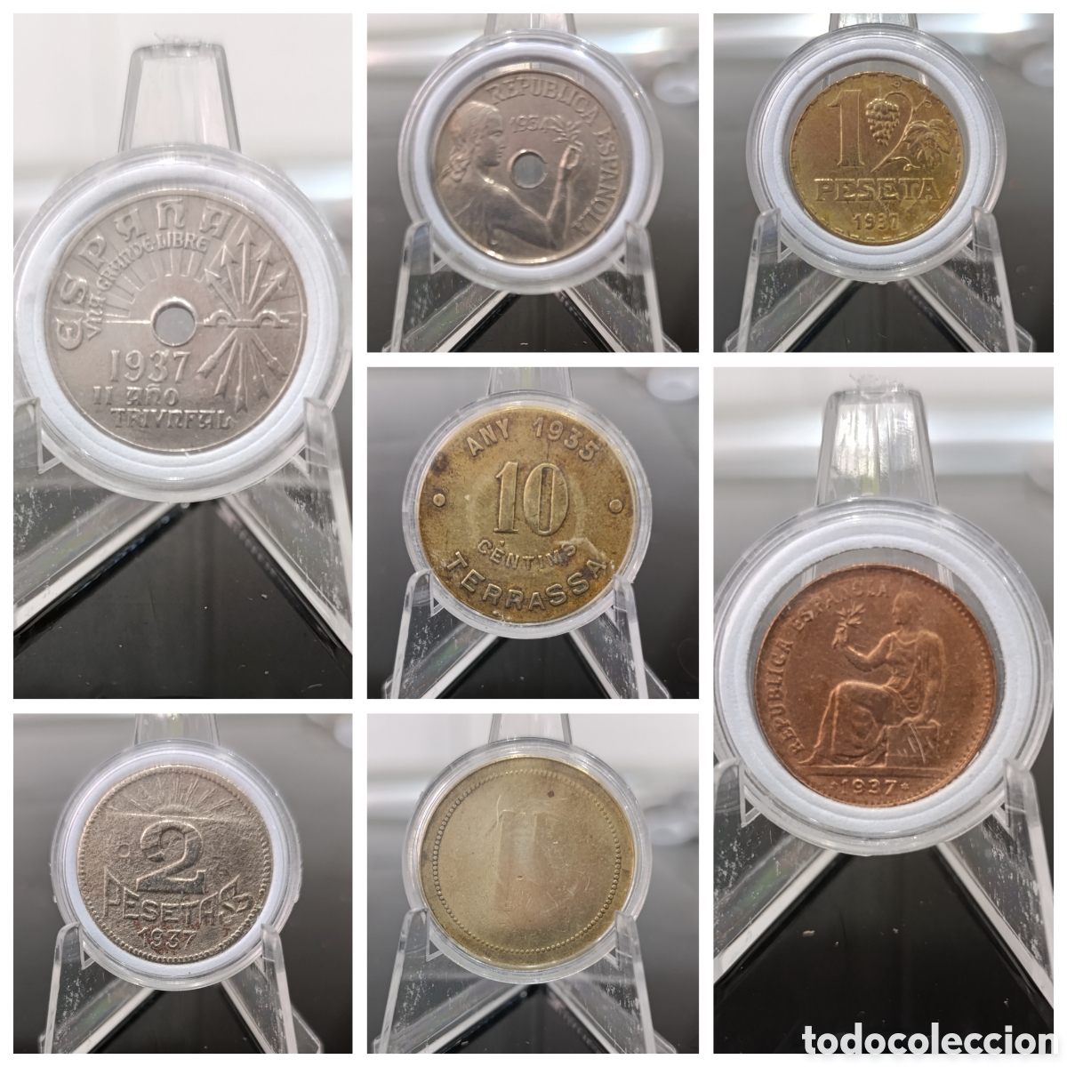 Monete Repubblica: Lote 7 monedas Guerra Civil Espa&ntilde;ola